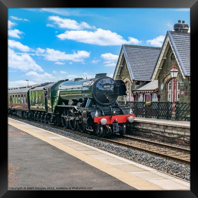 The Flying Scotsman passes through Dent Station Framed Print by Keith Douglas