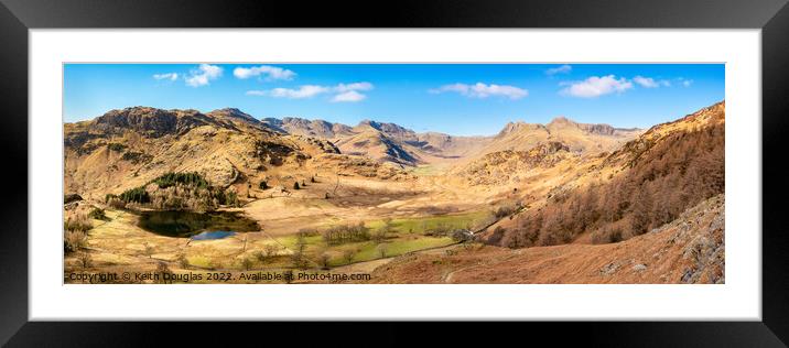 The Langdales - Panorama Framed Mounted Print by Keith Douglas
