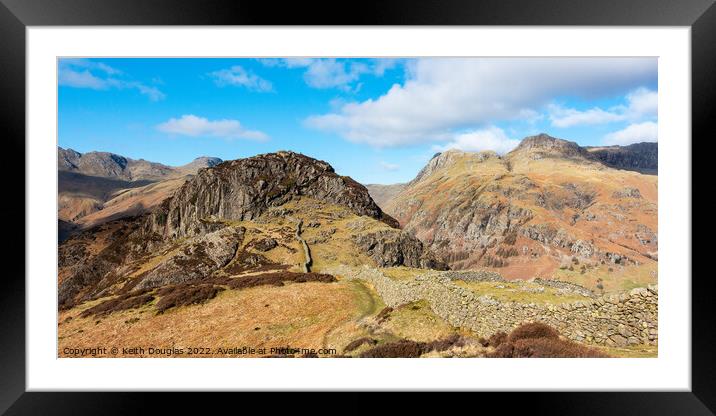 Side Pike and the Langdale Pikes Framed Mounted Print by Keith Douglas
