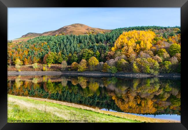 Ladybower Reservoir with Autumn Colours Framed Print by Keith Douglas