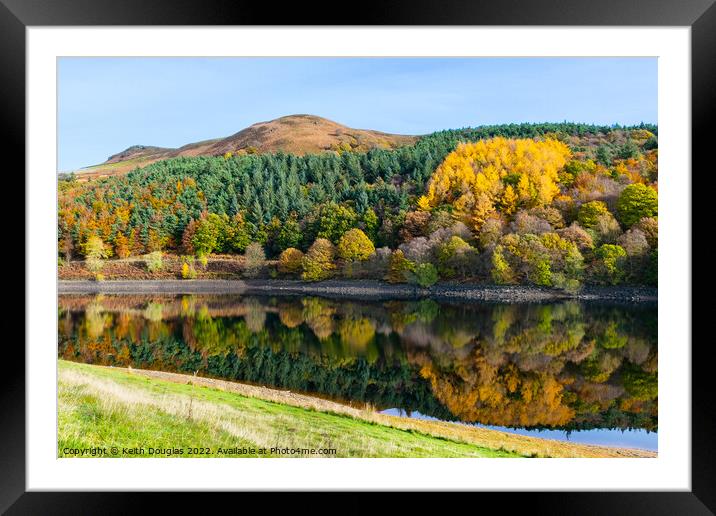 Ladybower Reservoir with Autumn Colours Framed Mounted Print by Keith Douglas