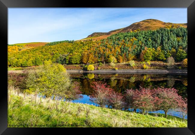 Ladybower Reservoir - Autumn Colours and Reflections Framed Print by Keith Douglas