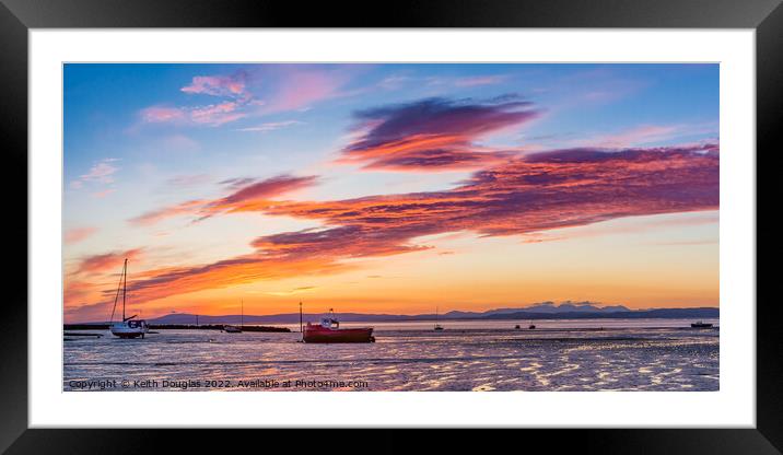 Morecambe Bay boats at sunset Framed Mounted Print by Keith Douglas