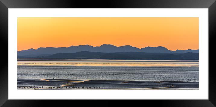 Morecambe Bay Sunset and the Lakeland Hills Framed Mounted Print by Keith Douglas