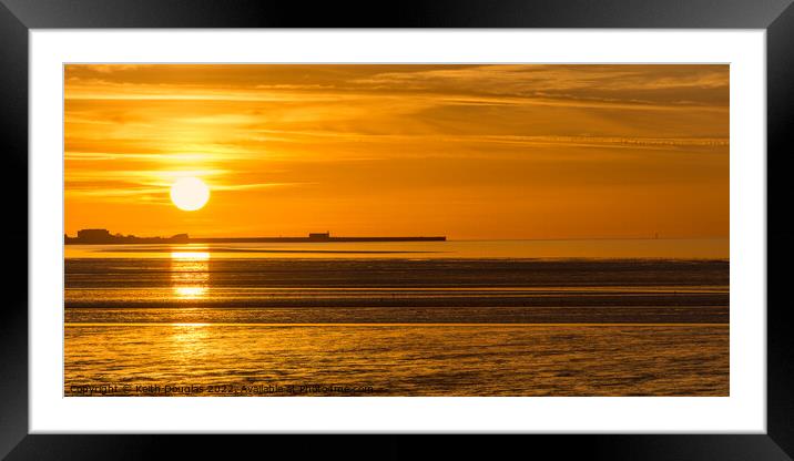 Morecambe Bay sunset over the Stone Jetty Framed Mounted Print by Keith Douglas