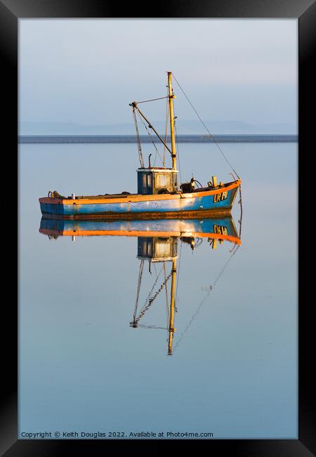 Morecambe Bay - boat reflections Framed Print by Keith Douglas