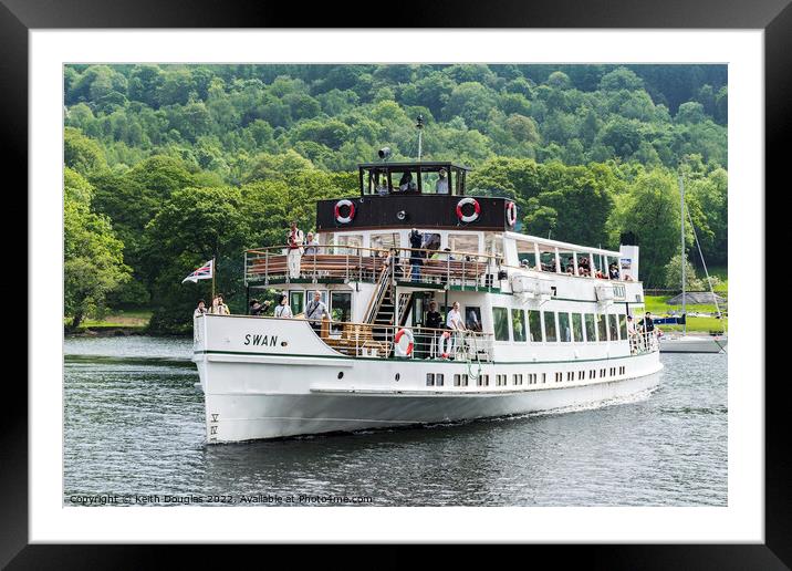 The passenger steamer (boat), Swan on Windermere Framed Mounted Print by Keith Douglas