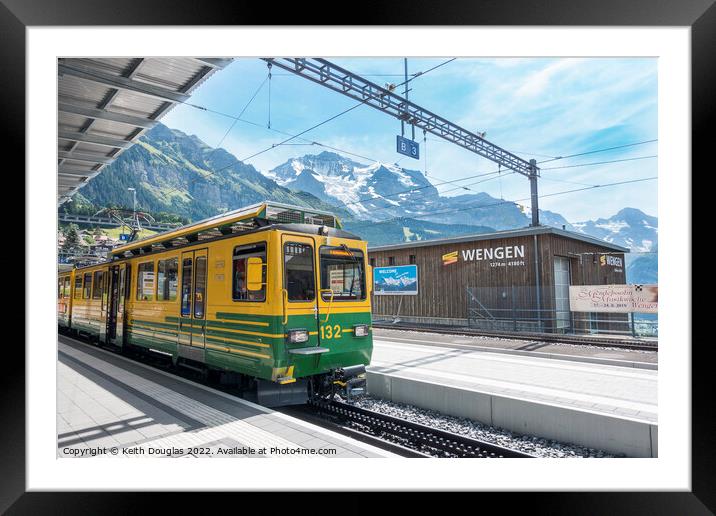 Wengen Railway Station, Switzerland Framed Mounted Print by Keith Douglas