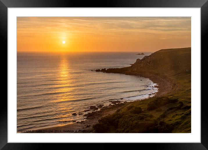 Sunset at Gwynver Beach Framed Mounted Print by Keith Douglas