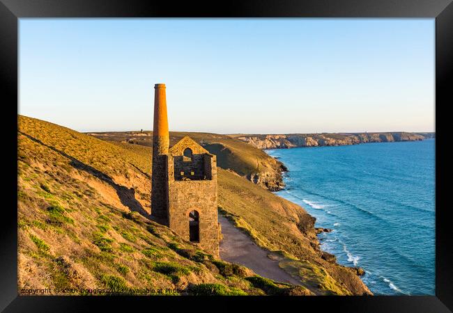 Wheal Coates Engine House at Sunset, Cornwall Framed Print by Keith Douglas