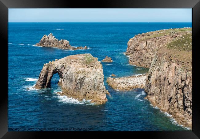 Enys Dodnan Arch, Lands End, Cornwall Framed Print by Keith Douglas