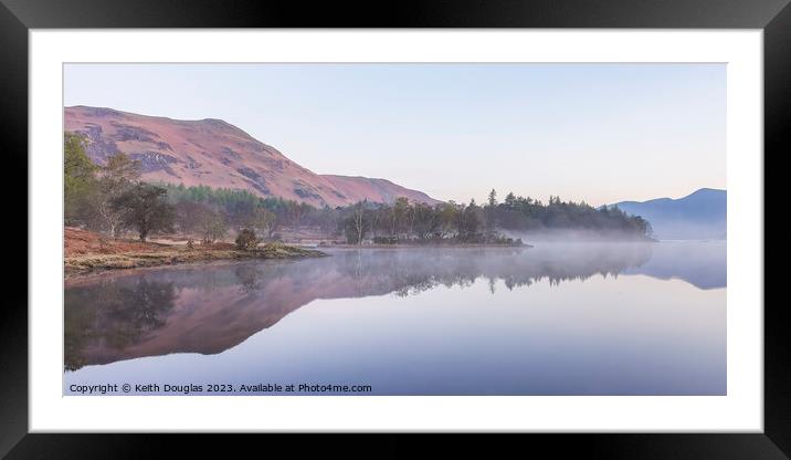 Catbells reflected in Derwent Water Framed Mounted Print by Keith Douglas