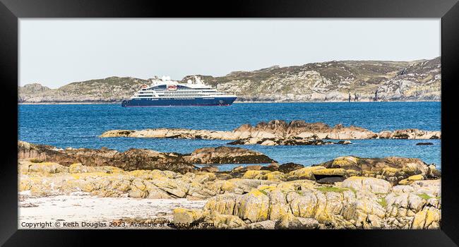 Cruise Ship moored in the Sound of Iona Framed Print by Keith Douglas