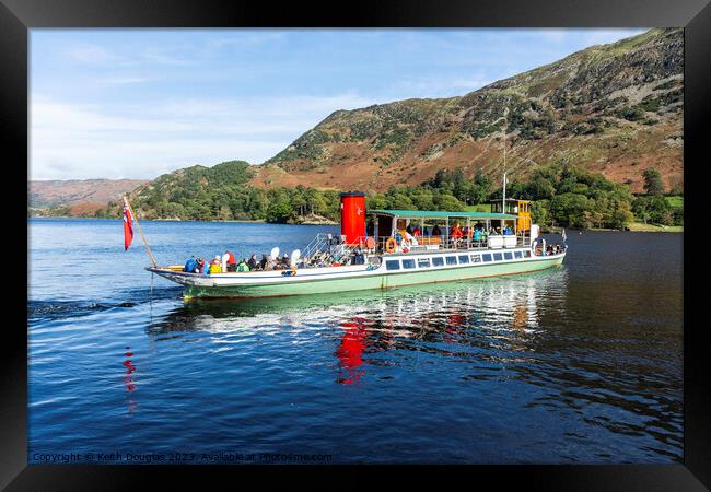 Ullswater Steamer leaves Glenridding Framed Print by Keith Douglas