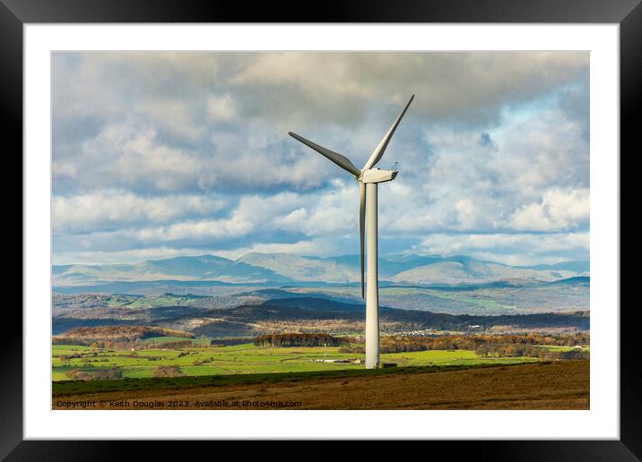 Wind Turbine on Caton Moor Framed Mounted Print by Keith Douglas