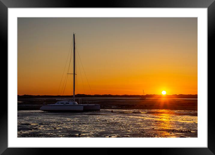 Boats moored at Ravenglass at Sunset Framed Mounted Print by Keith Douglas