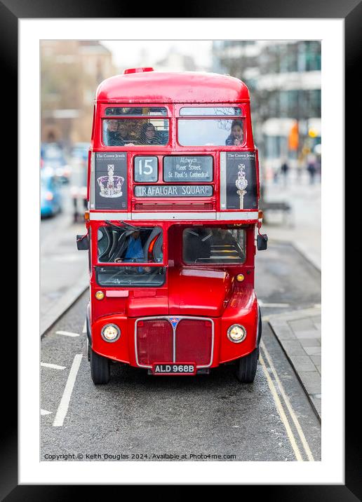 Red Bus to Trafalgar Square Framed Mounted Print by Keith Douglas