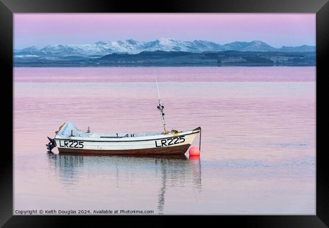 Morecambe Bay - boat at dawn Framed Print by Keith Douglas