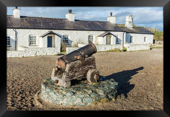 Cannon and the Pilots' Cottages, Llanddwyn Island, Framed Print by Keith Douglas