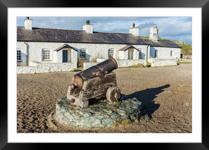 Cannon and the Pilots' Cottages, Llanddwyn Island, Framed Mounted Print by Keith Douglas