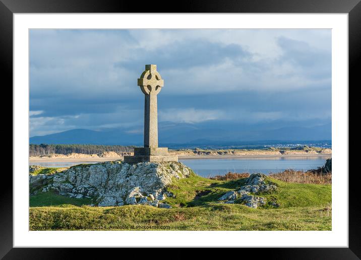 Celtic Cross on Llanddwyn Island, Anglesey Framed Mounted Print by Keith Douglas