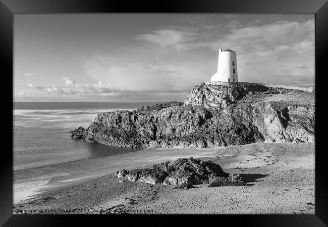 Tŵr Mawr lighthouse, Llanddwyn Island (Black and White) Framed Print by Keith Douglas