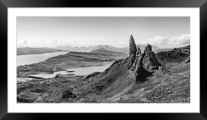 The Old Man of Storr on the Isle of Skye (B/W) Framed Mounted Print by Keith Douglas