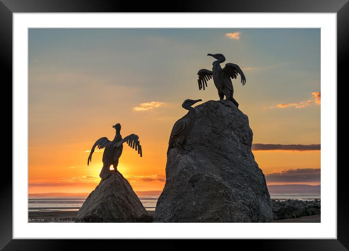 Bird Sculpture, Morecambe, at Sunset Framed Mounted Print by Keith Douglas