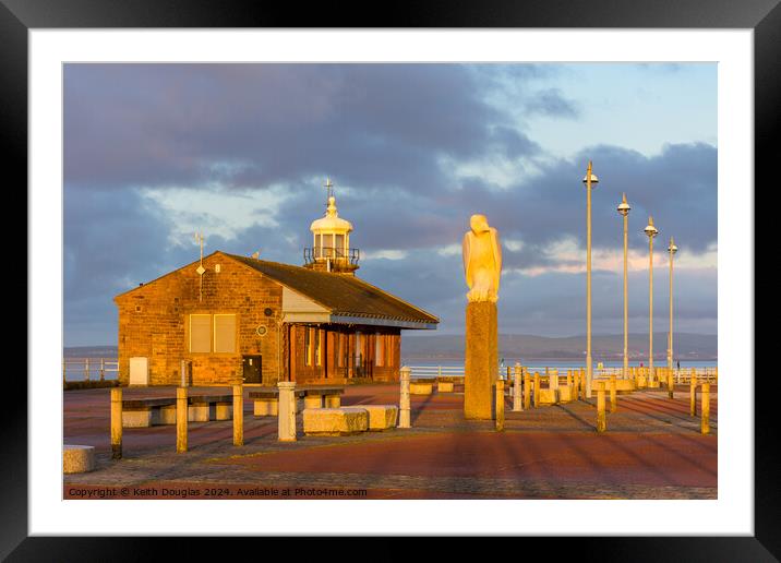 Morecambe Stone Jetty Cafe and Mythical Bird at su Framed Mounted Print by Keith Douglas