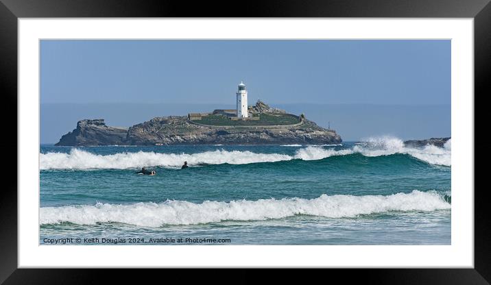 Godrevy Cove and Island, Cornwall Framed Mounted Print by Keith Douglas