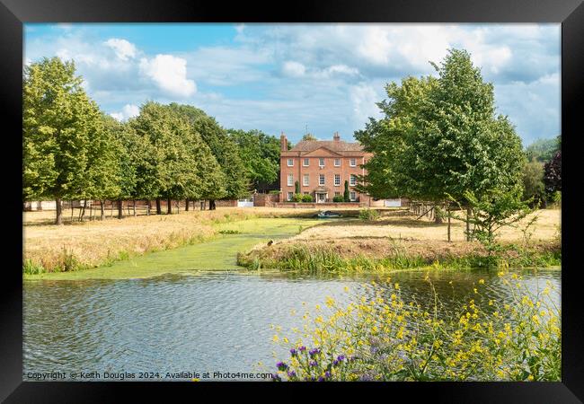 Farm Hall, Godmanchester, and the River Great Ouse. Framed Print by Keith Douglas