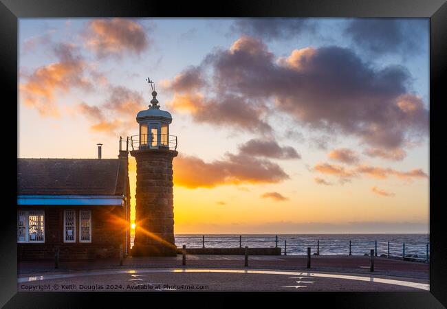 Morecambe Stone Jetty and Lighthouse at Sunset Framed Print by Keith Douglas