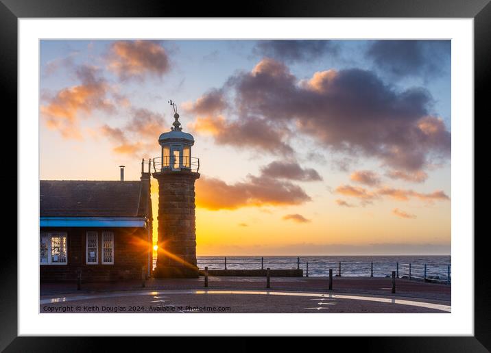 Morecambe Stone Jetty and Lighthouse at Sunset Framed Mounted Print by Keith Douglas