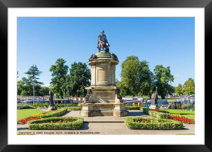 Statue of William Shakespeare in Stratford upon Avon Framed Mounted Print by Keith Douglas