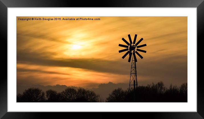Windmill at sunset Framed Mounted Print by Keith Douglas
