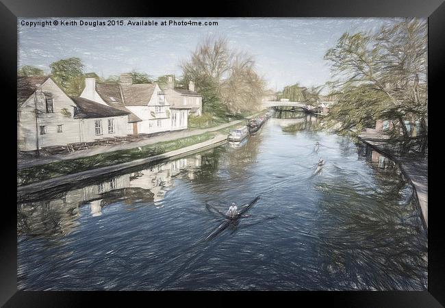 Rowing on the River Cam  Framed Print by Keith Douglas