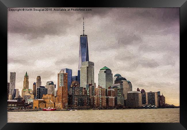 Majestic Manhattan Skyline Framed Print by Keith Douglas