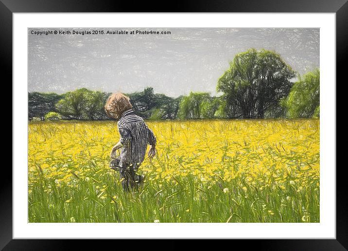 Running through fields of gold Framed Mounted Print by Keith Douglas