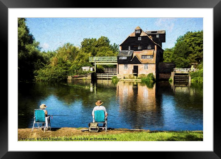 Fishing by the Mill Framed Mounted Print by Keith Douglas