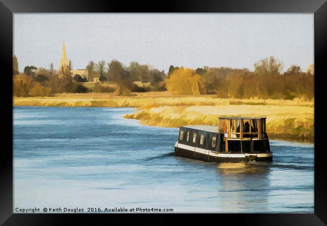 Fenland River Boat Framed Print by Keith Douglas