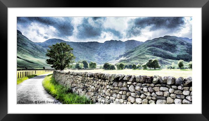 Langdale Valley and Crinkle Crags Framed Mounted Print by Keith Douglas