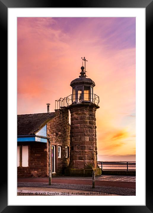Morecambe Lighthouse at Sunset Framed Mounted Print by Keith Douglas