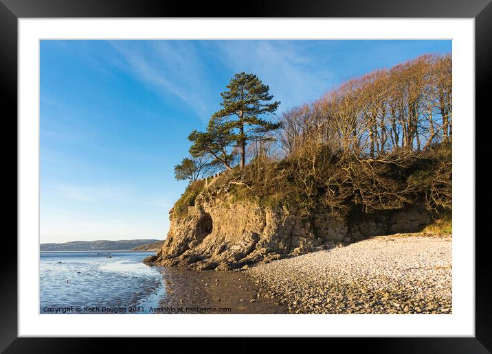 Silverdale sea cliff, cave and cove Framed Mounted Print by Keith Douglas