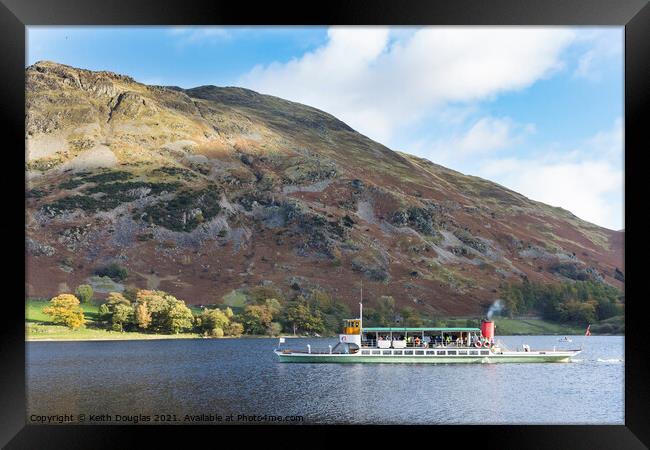 Ullswater Steamer in the Lake District Framed Print by Keith Douglas