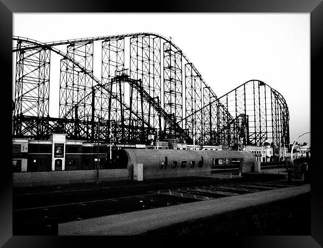 Monochrome Roller Coaster Framed Print by Sally Coleman