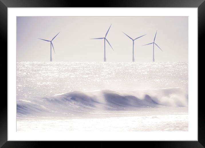 Windfarm Seascape Framed Mounted Print by Paul Walker