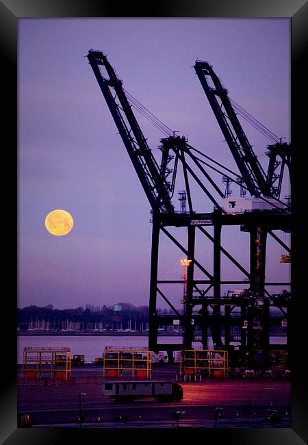 Felixstowe Moon Framed Print by Paul Walker