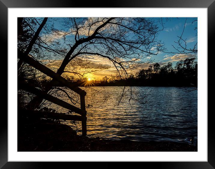 Sunset behind the lake Framed Mounted Print by Laco Hubaty