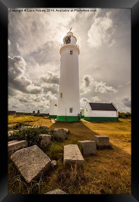 Lighthouse in Keyhaven Framed Print by Laco Hubaty