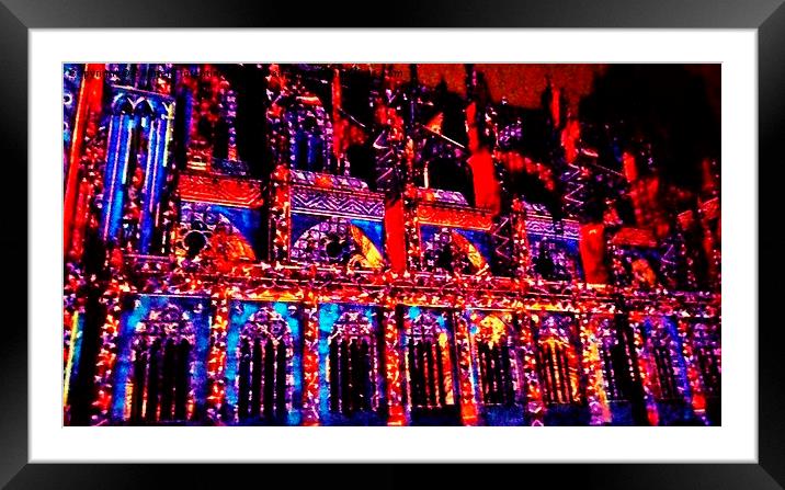Light show at Strasbourg Cathedral  Framed Mounted Print by Carmel Fiorentini